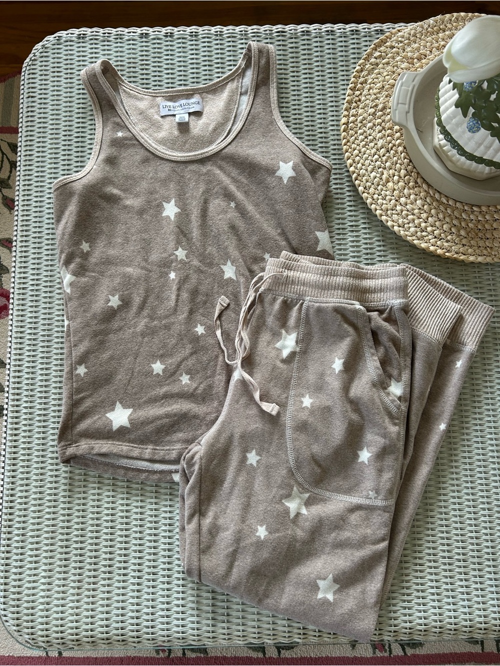 Taupe Star Tank & Jogger Pajama Set